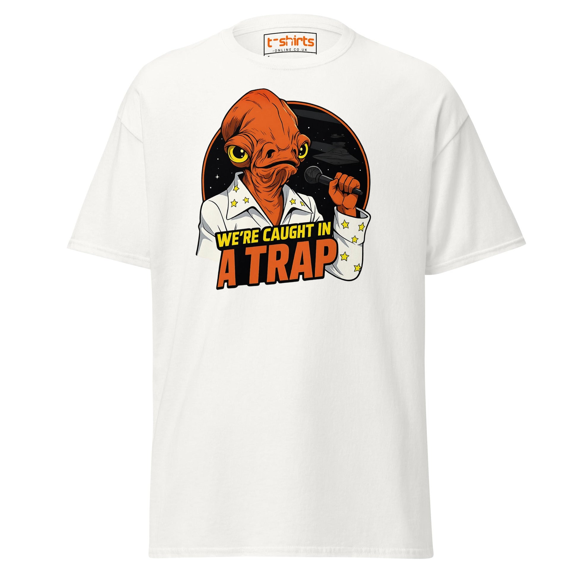 Admiral Ackbar Elvis “Caught in a Trap” Funny Tee - White - T-Shirts Online
