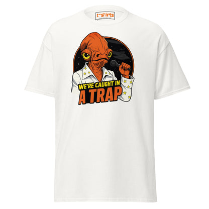 Admiral Ackbar Elvis “Caught in a Trap” Funny Tee - White - T-Shirts Online