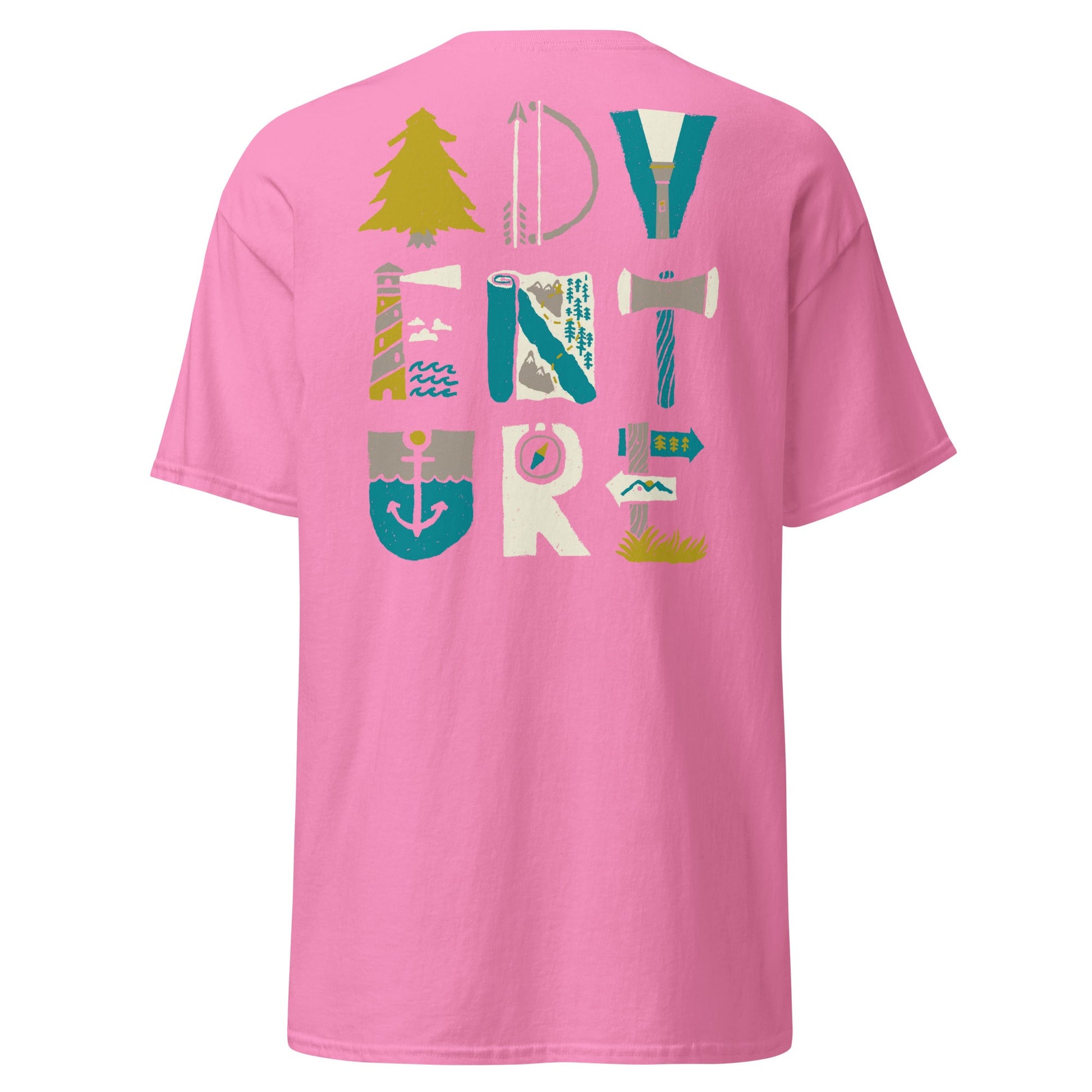 Adventure Icons T-Shirt | Outdoor Explorer Tee - Azalea - T-Shirts Online