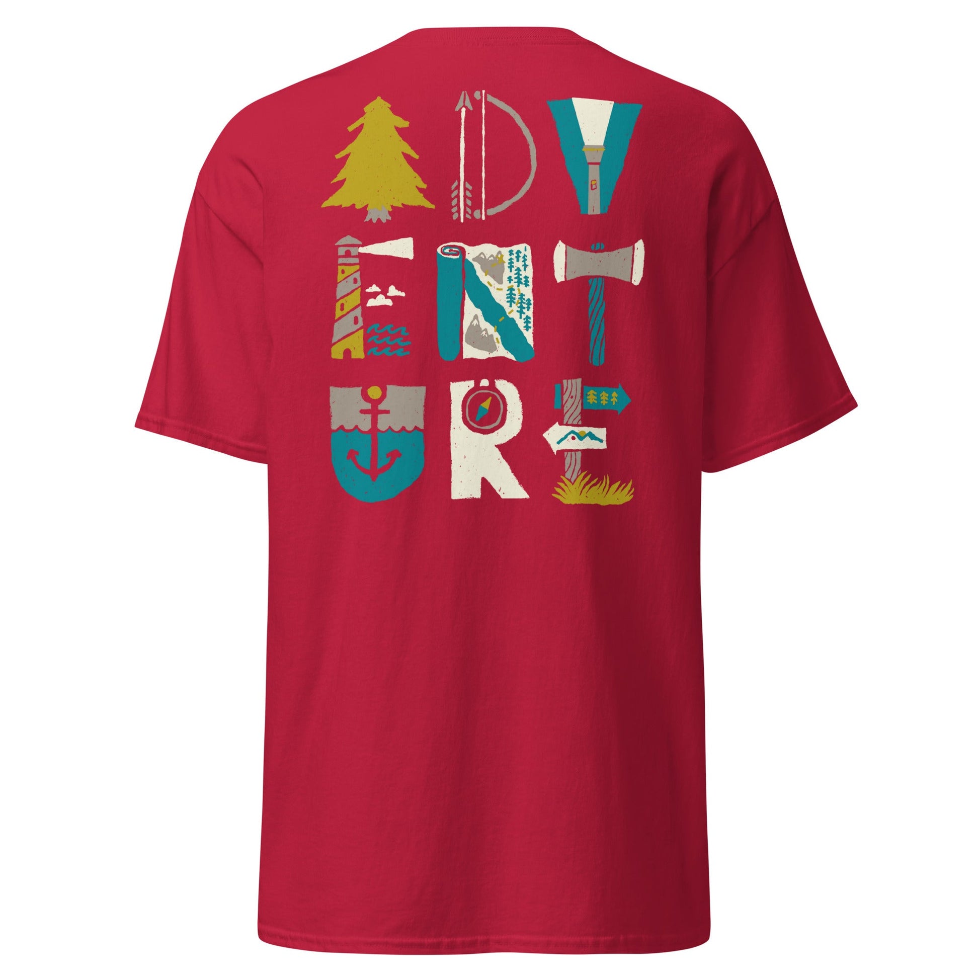 Adventure Icons T-Shirt | Outdoor Explorer Tee - Cardinal - T-Shirts Online