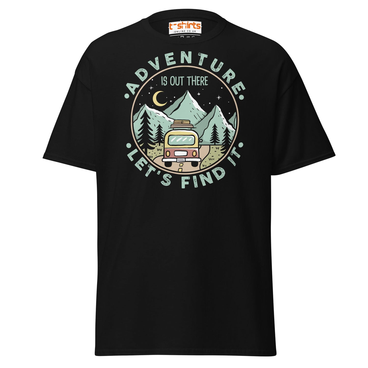 Adventure Is Out There T-Shirt | Retro Travel Tee - Black - T-Shirts Online