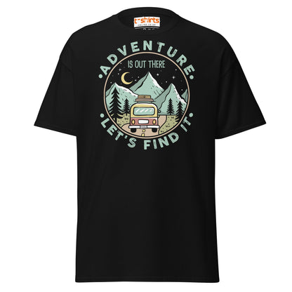 Adventure Is Out There T-Shirt | Retro Travel Tee - Black - T-Shirts Online