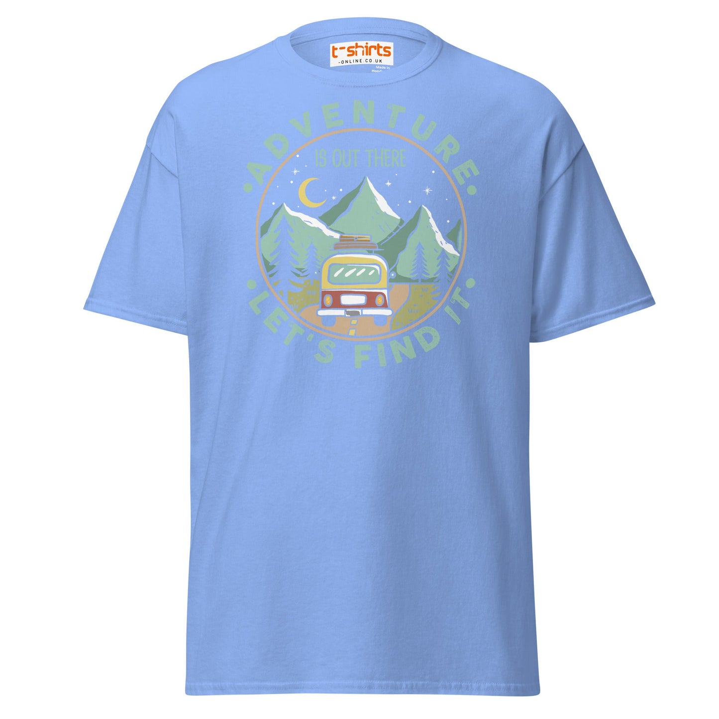 Adventure Is Out There T-Shirt | Retro Travel Tee - Carolina Blue - T-Shirts Online