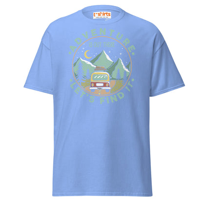 Adventure Is Out There T-Shirt | Retro Travel Tee - Carolina Blue - T-Shirts Online
