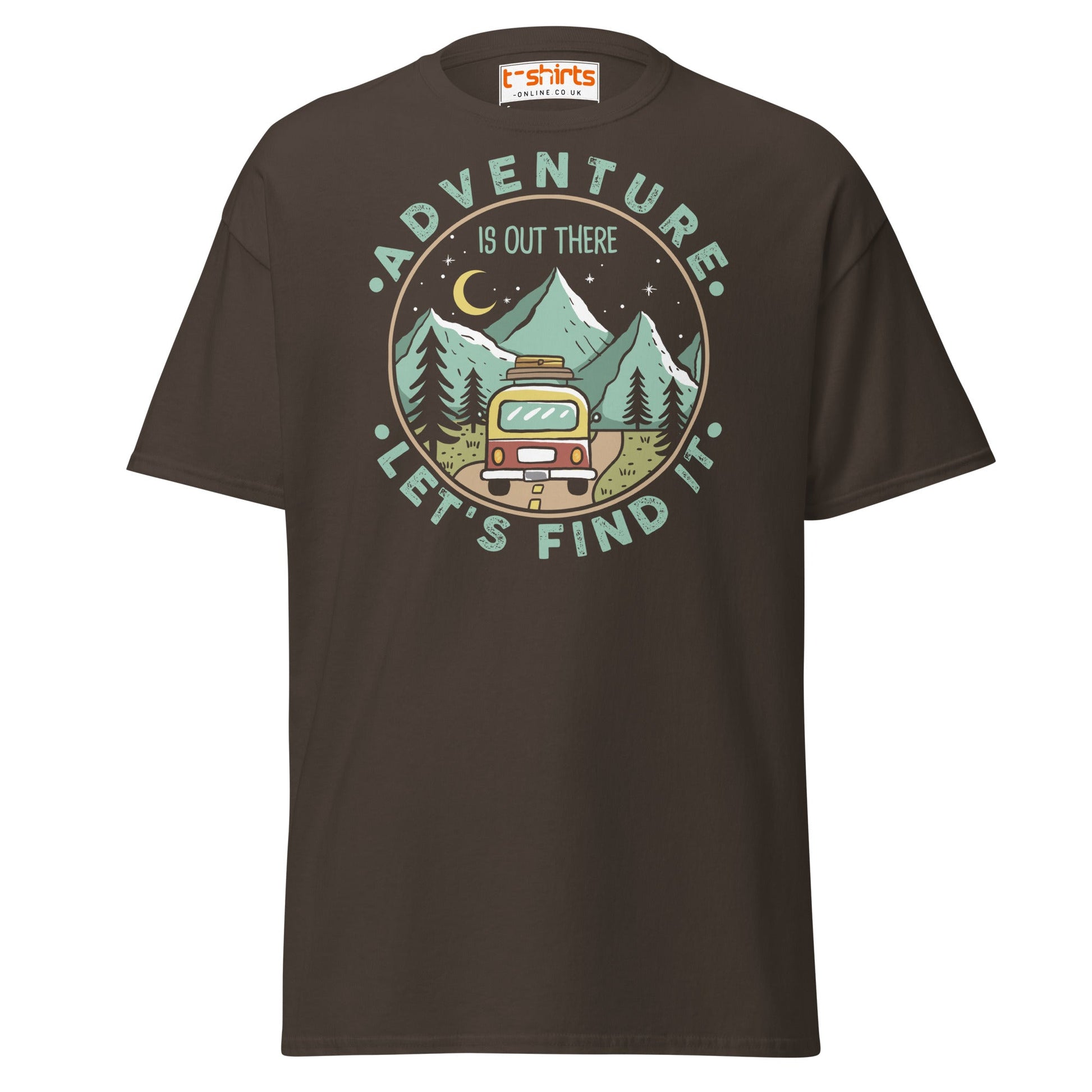 Adventure Is Out There T-Shirt | Retro Travel Tee - Dark Chocolate - T-Shirts Online