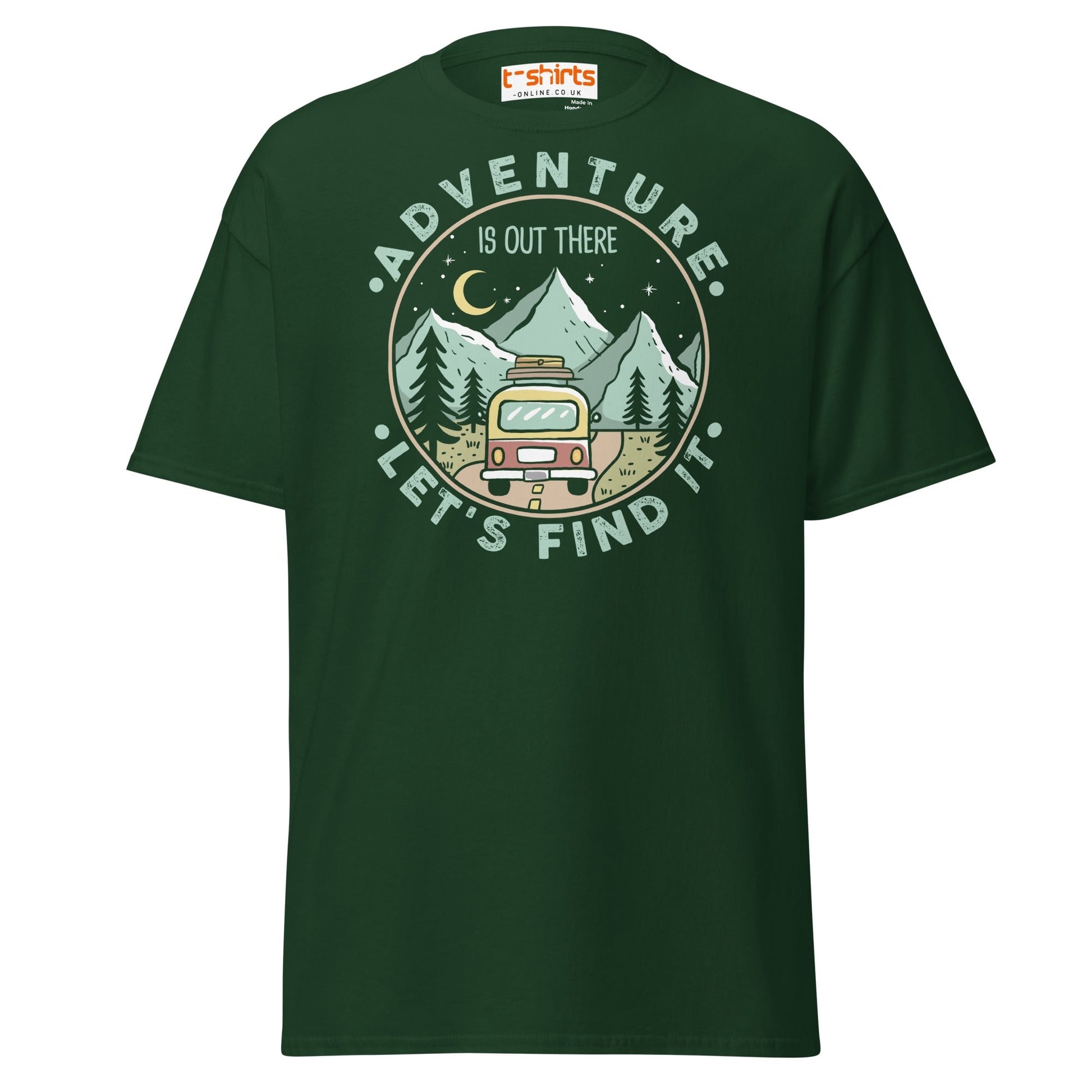 Adventure Is Out There T-Shirt | Retro Travel Tee - Forest Green - T-Shirts Online