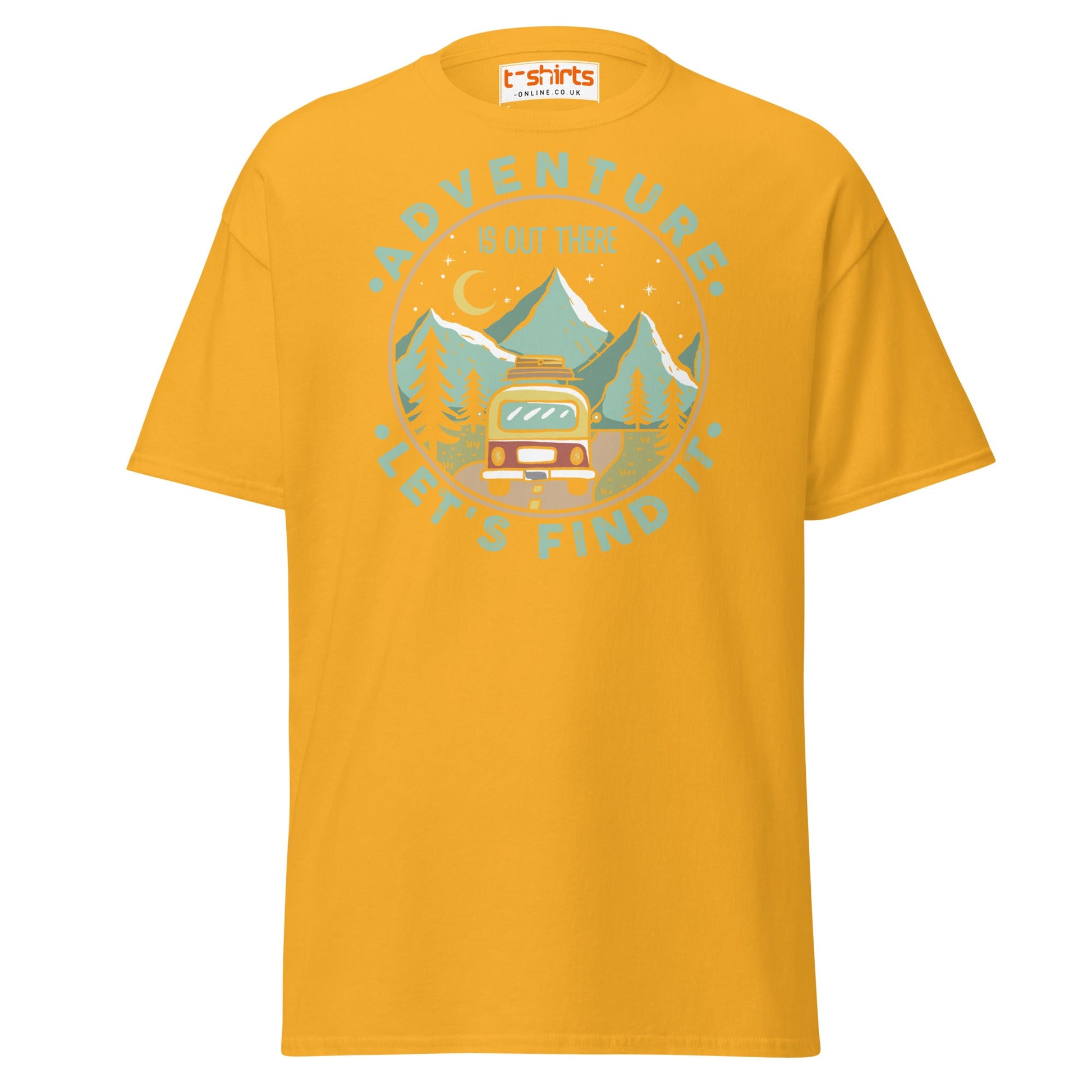 Adventure Is Out There T-Shirt | Retro Travel Tee - Gold - T-Shirts Online