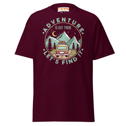 Adventure Is Out There T-Shirt | Retro Travel Tee - Maroon - T-Shirts Online