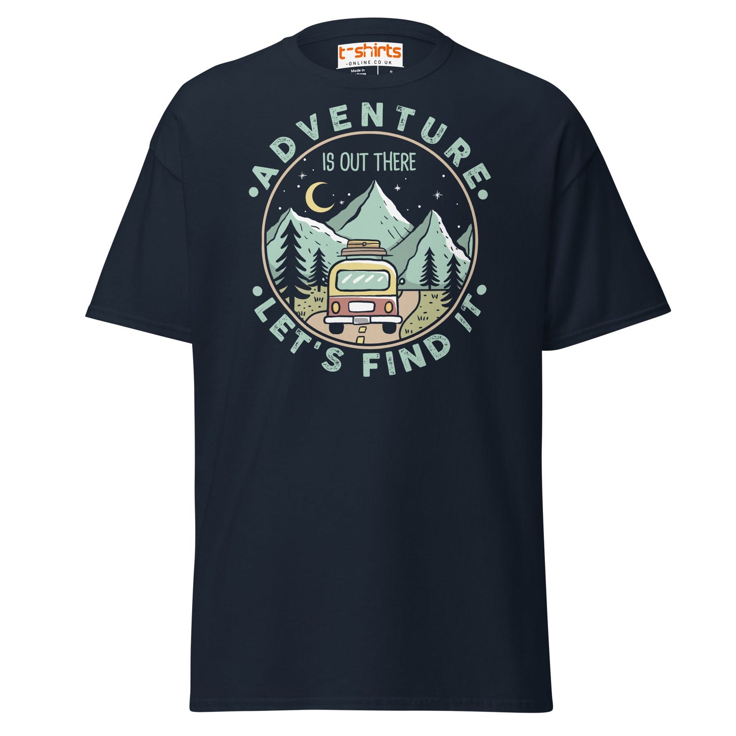 Adventure Is Out There T-Shirt | Retro Travel Tee - Navy - T-Shirts Online