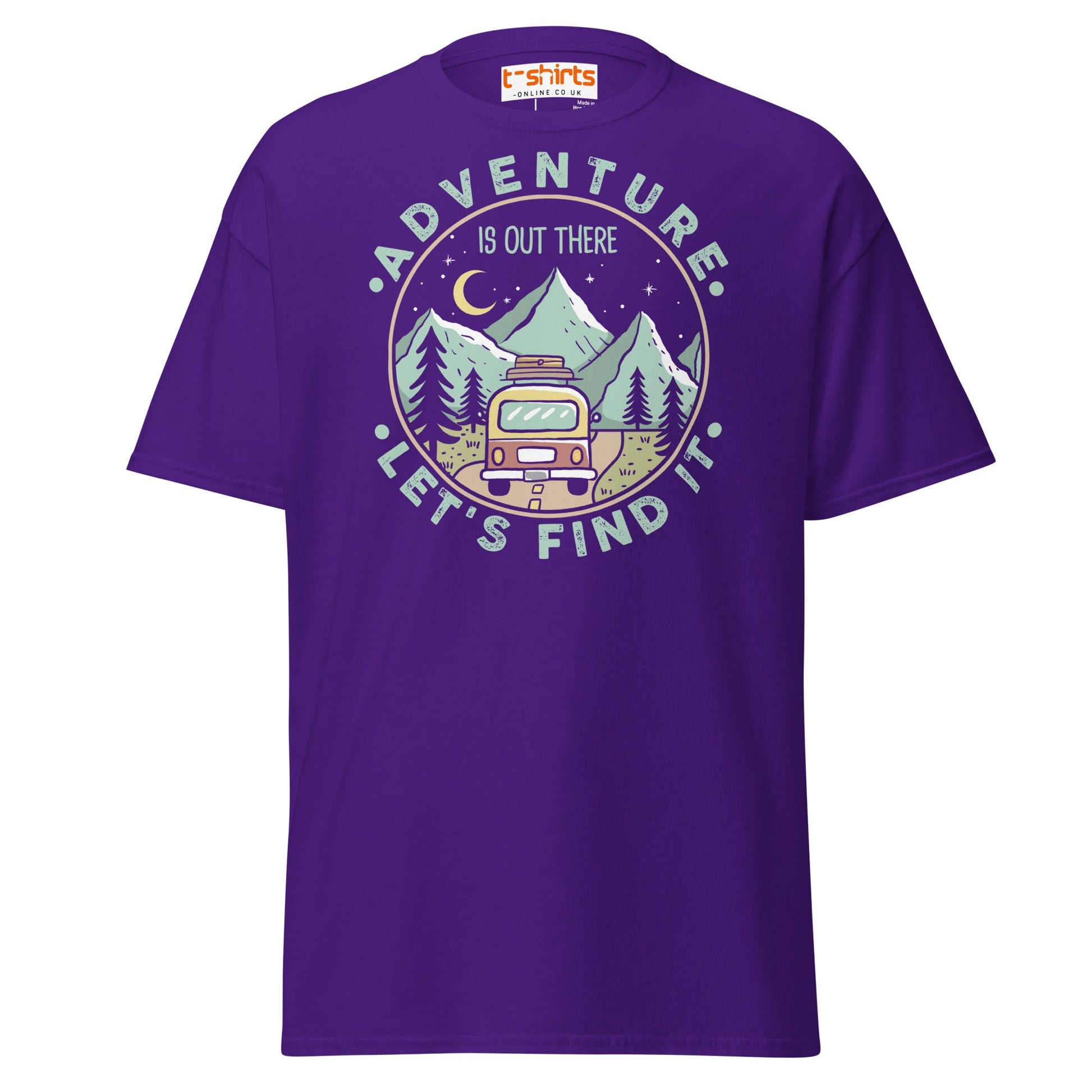 Adventure Is Out There T-Shirt | Retro Travel Tee - Purple - T-Shirts Online