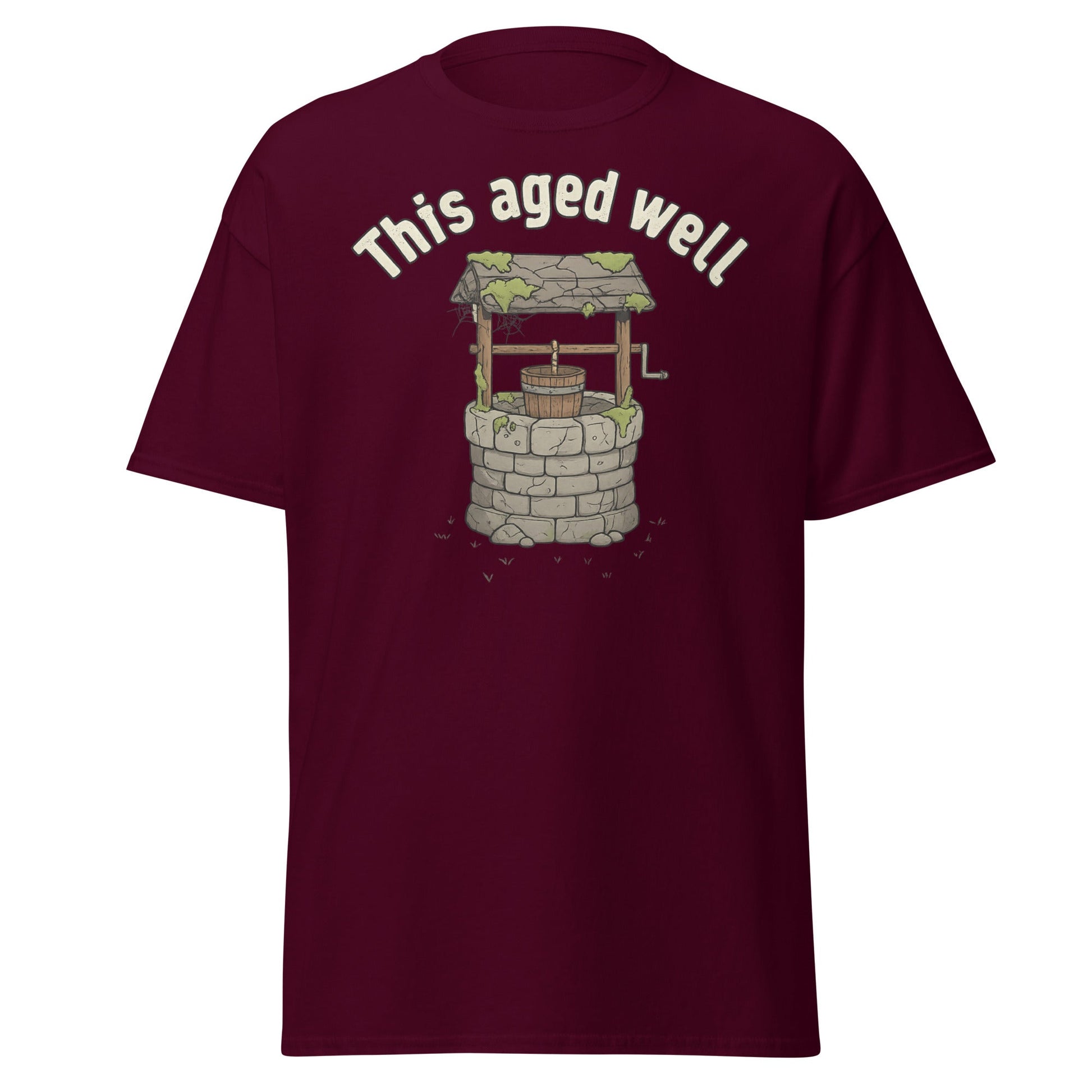 Aged Well Vintage Well Pun T-Shirt | Funny Tee - Maroon - T-Shirts Online