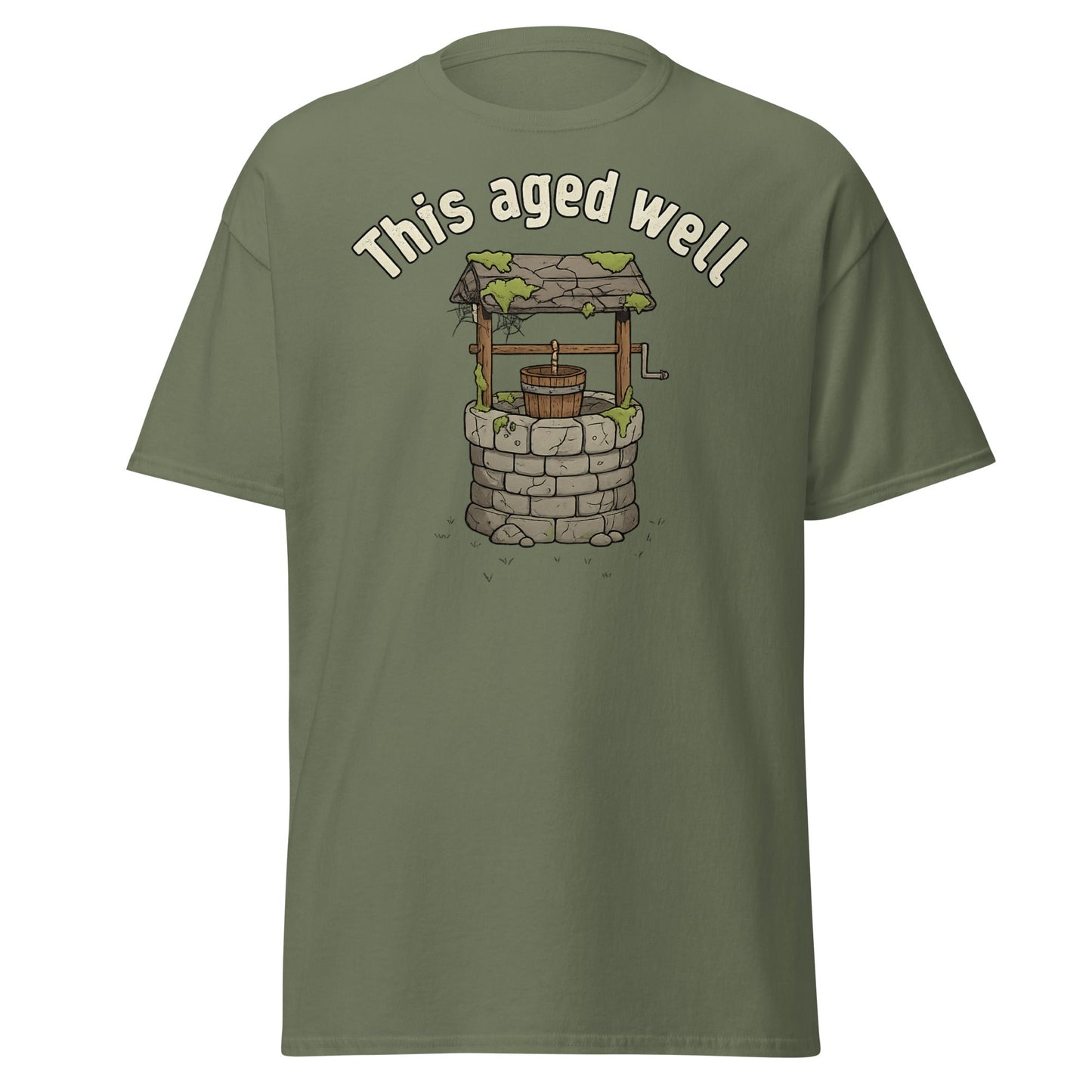 Aged Well Vintage Well Pun T-Shirt | Funny Tee - Military Green - T-Shirts Online