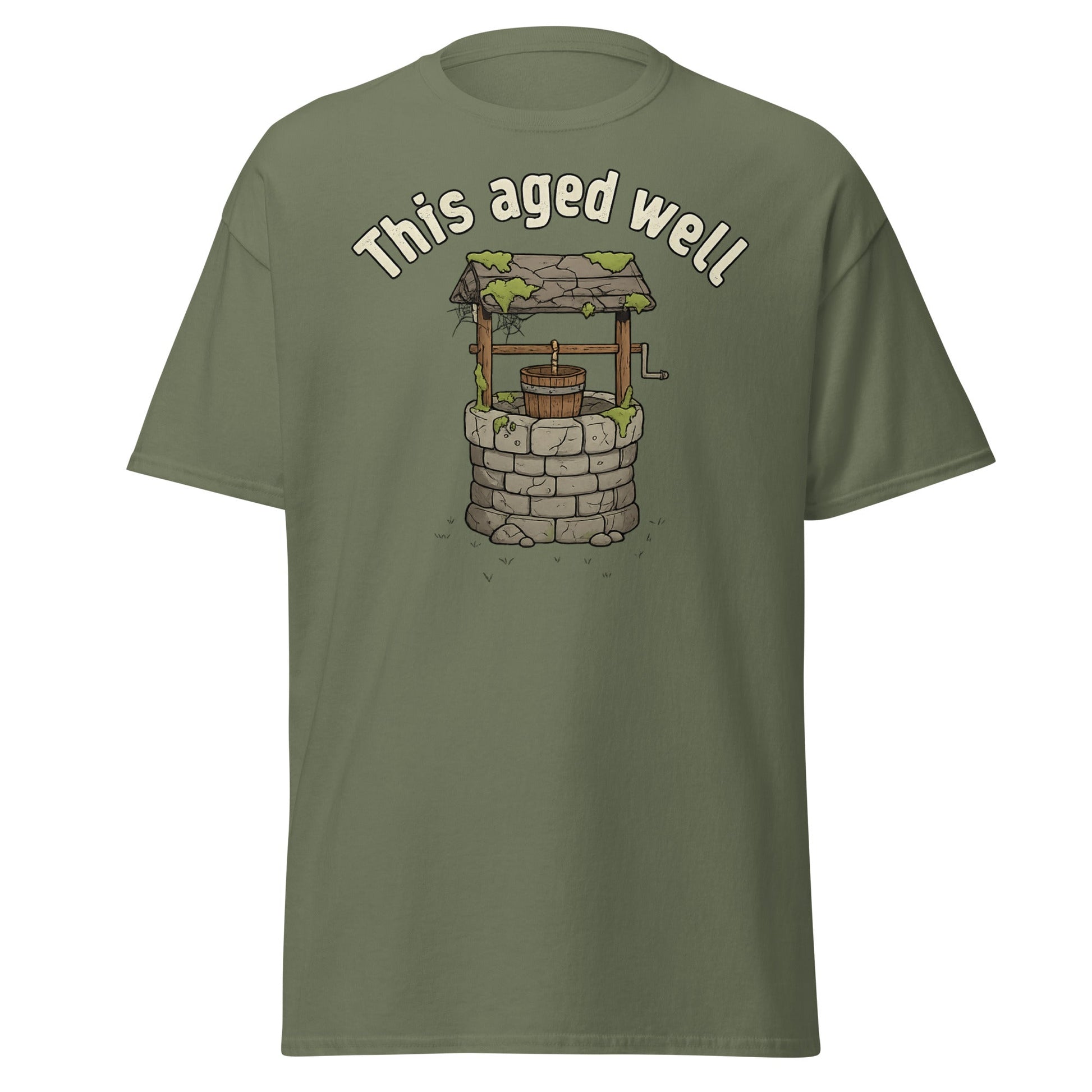 Aged Well Vintage Well Pun T-Shirt | Funny Tee - Military Green - T-Shirts Online