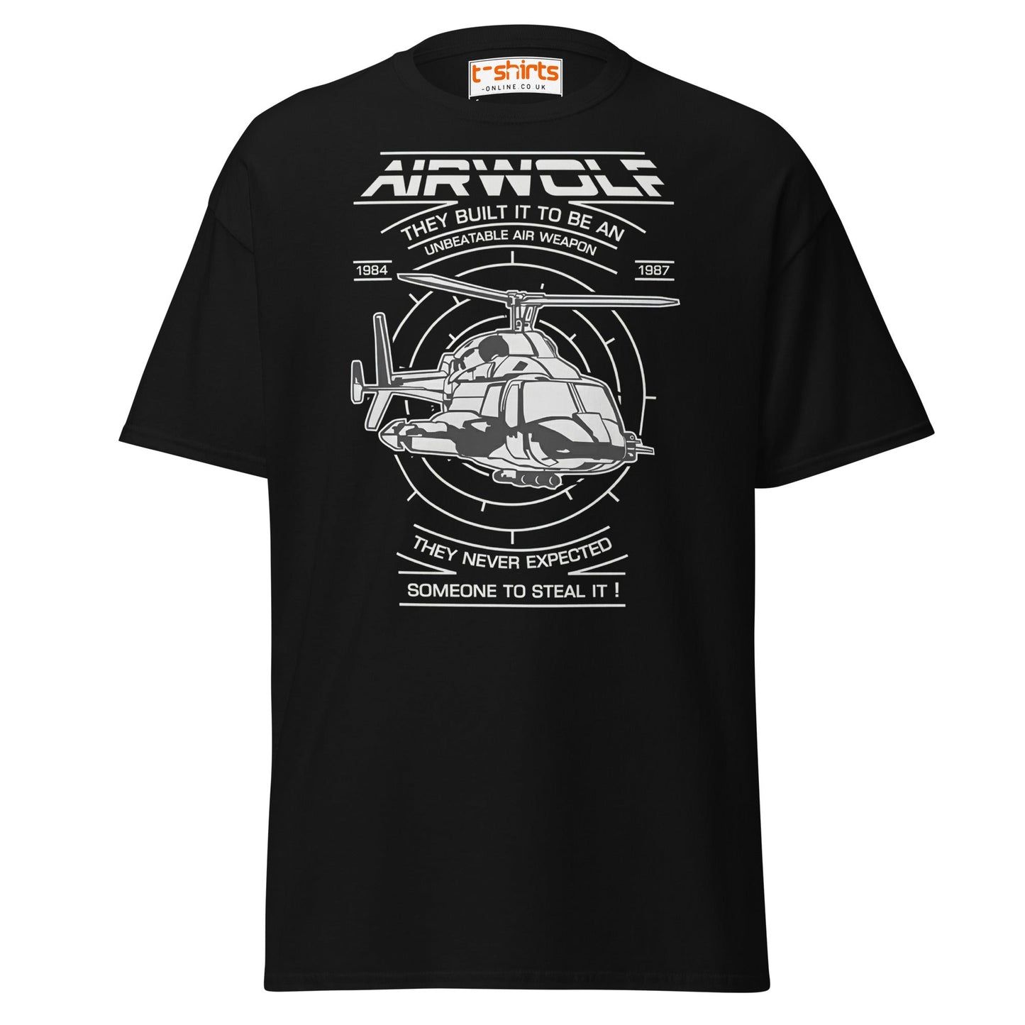 Airwolf T-Shirt | Retro 80s Helicopter Action Tee - Black - T-Shirts Online