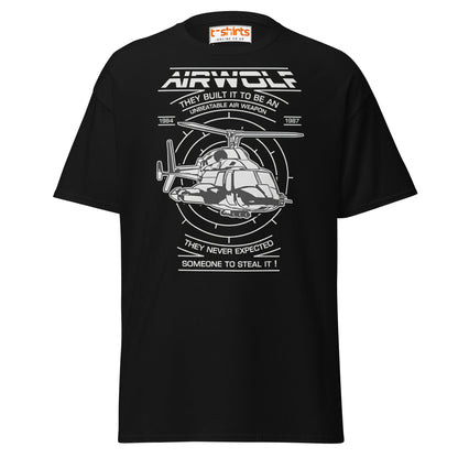 Airwolf T-Shirt | Retro 80s Helicopter Action Tee - Black - T-Shirts Online
