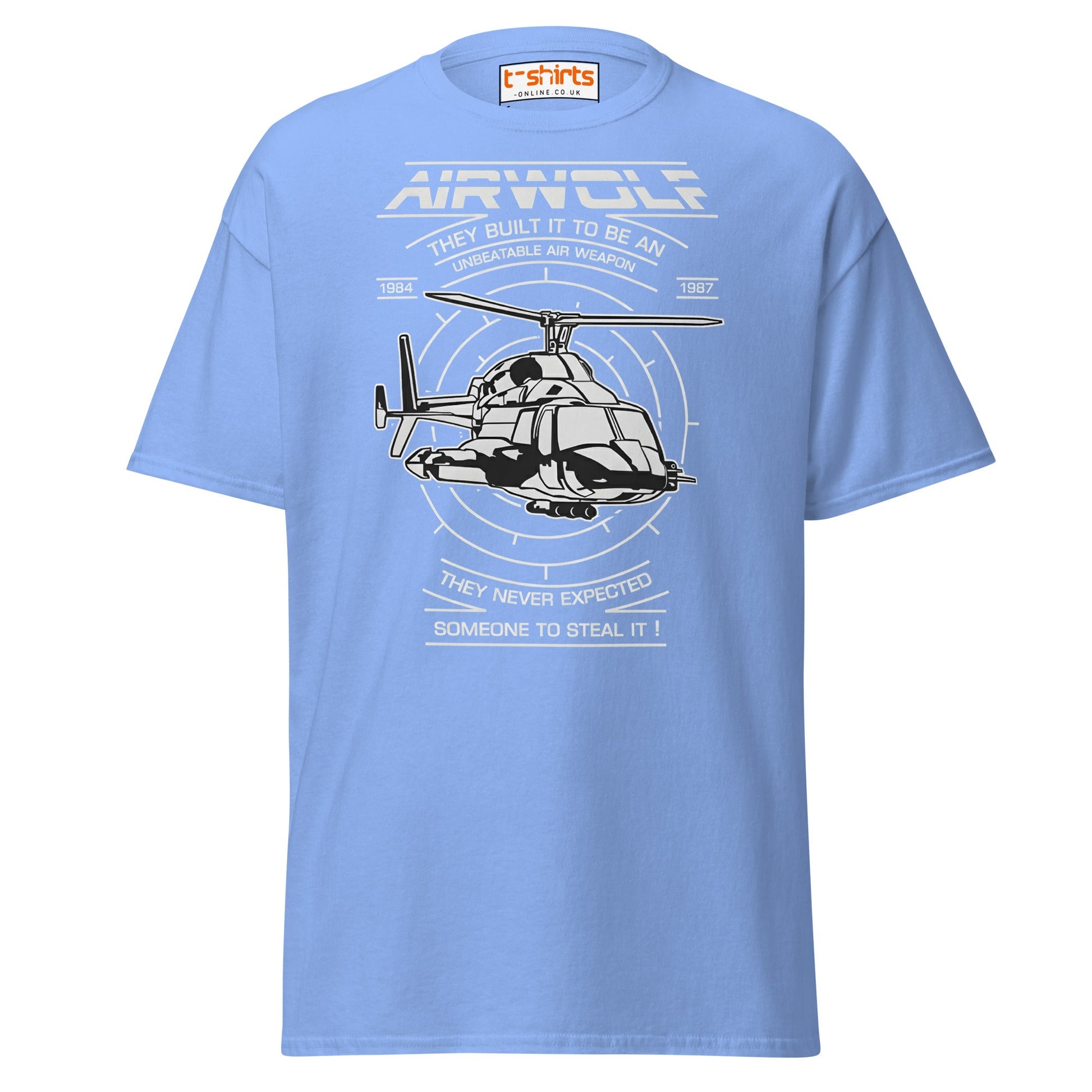 Airwolf T-Shirt | Retro 80s Helicopter Action Tee - Carolina Blue - T-Shirts Online