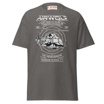 Airwolf T-Shirt | Retro 80s Helicopter Action Tee - Charcoal - T-Shirts Online
