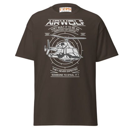 Airwolf T-Shirt | Retro 80s Helicopter Action Tee - Dark Chocolate - T-Shirts Online