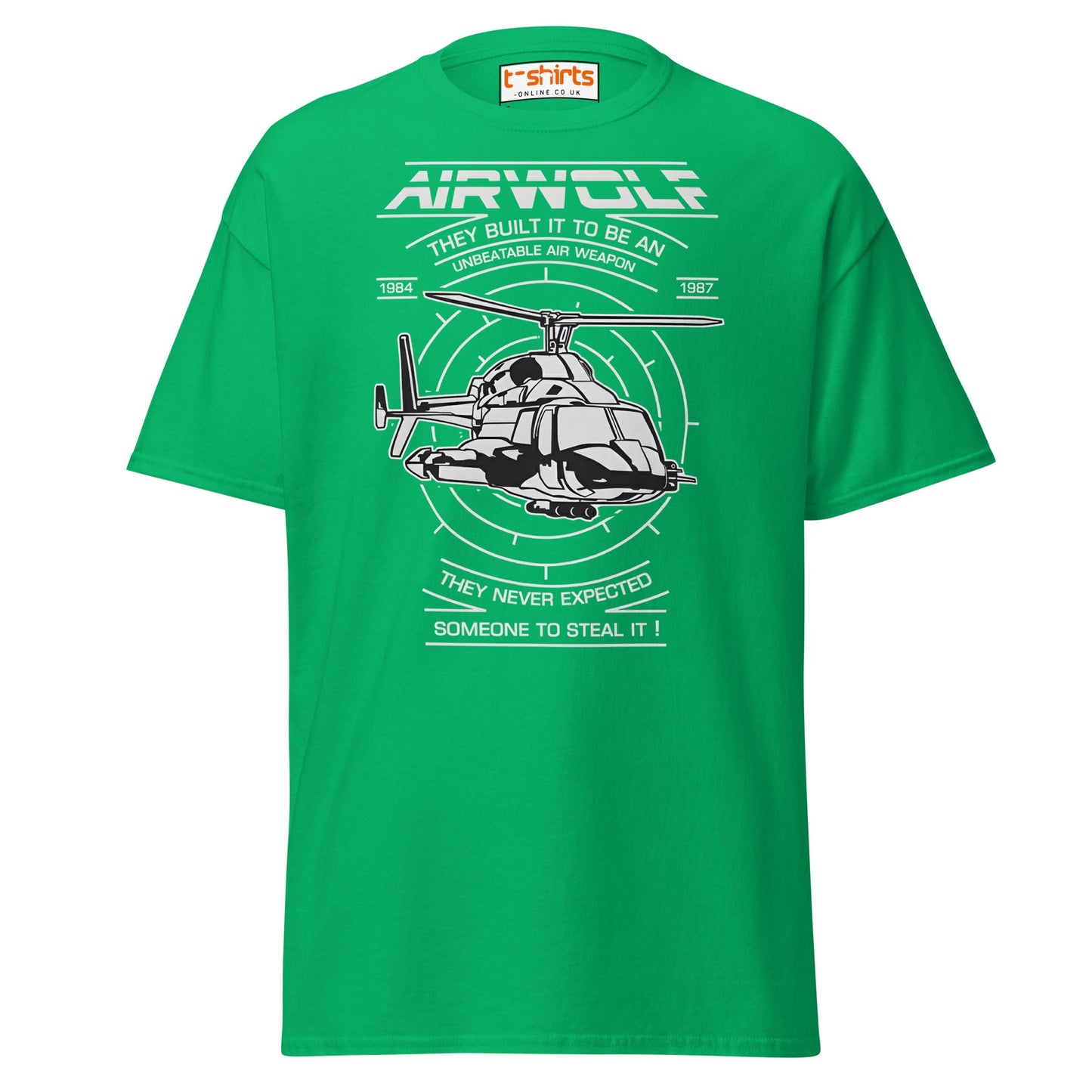 Airwolf T-Shirt | Retro 80s Helicopter Action Tee - Irish Green - T-Shirts Online