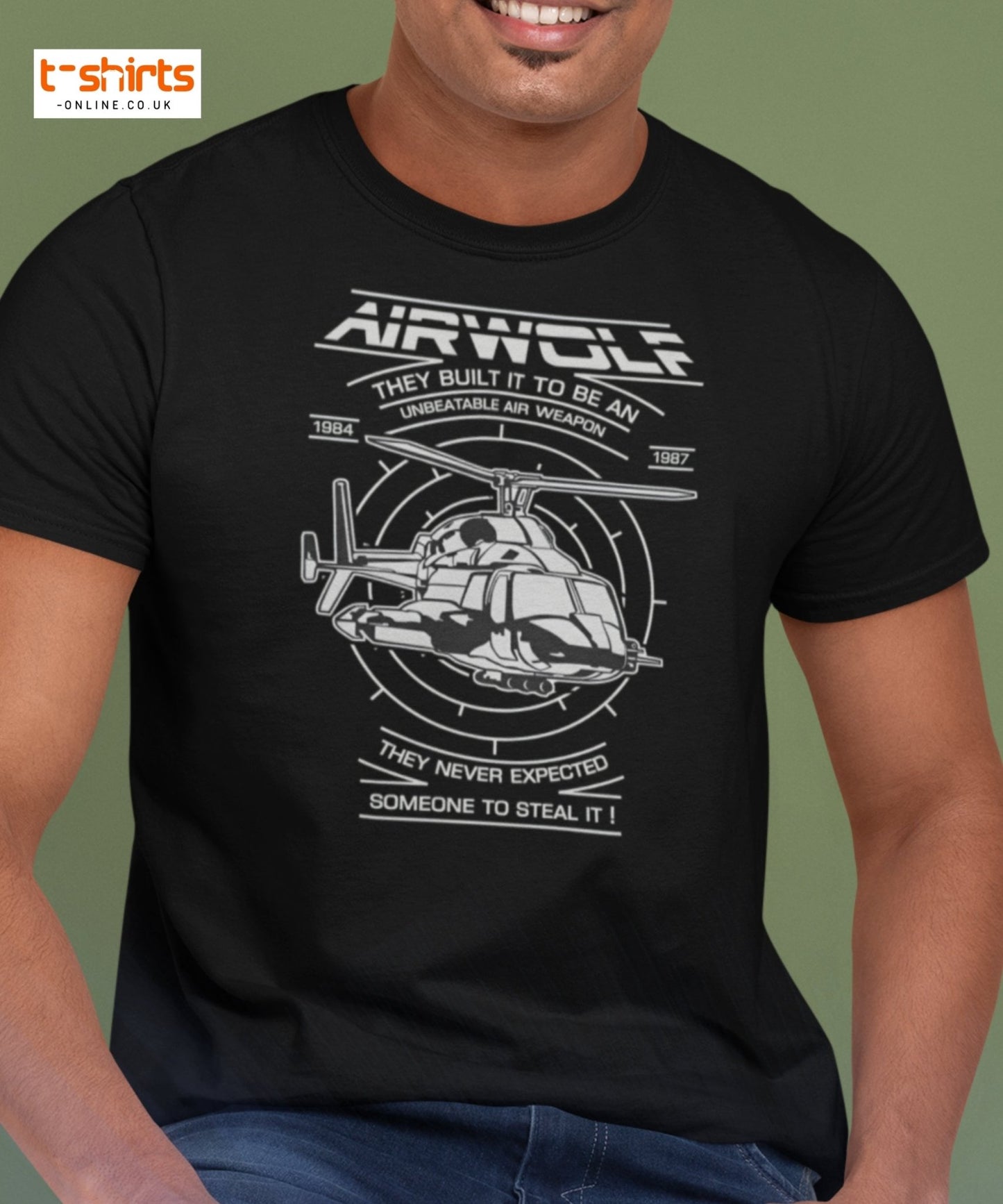 Airwolf T-Shirt | Retro 80s Helicopter Action Tee - Maroon - T-Shirts Online