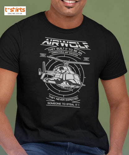 Airwolf T-Shirt | Retro 80s Helicopter Action Tee - Maroon - T-Shirts Online