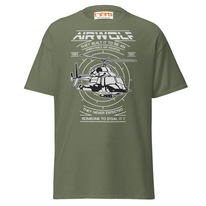 Airwolf T-Shirt | Retro 80s Helicopter Action Tee - Military Green - T-Shirts Online