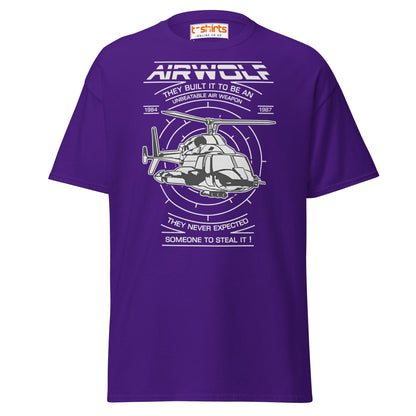 Airwolf T-Shirt | Retro 80s Helicopter Action Tee - Purple - T-Shirts Online