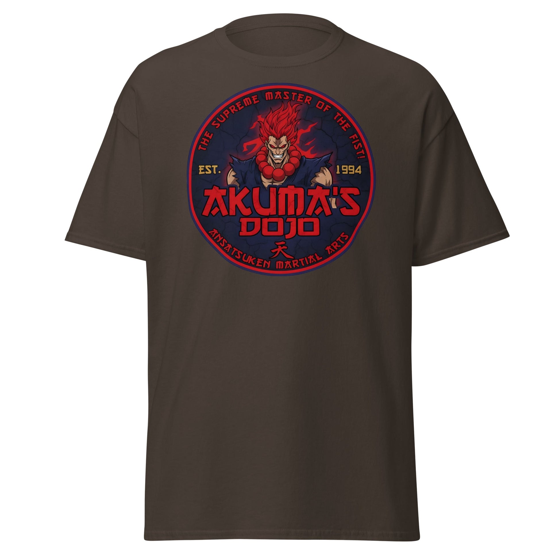 Akuma's Dojo T-Shirt - Street Fighter Parody Tee - Dark Chocolate - T-Shirts Online