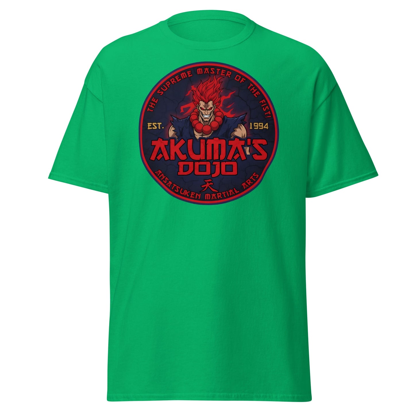 Akuma's Dojo T-Shirt - Street Fighter Parody Tee - Irish Green - T-Shirts Online