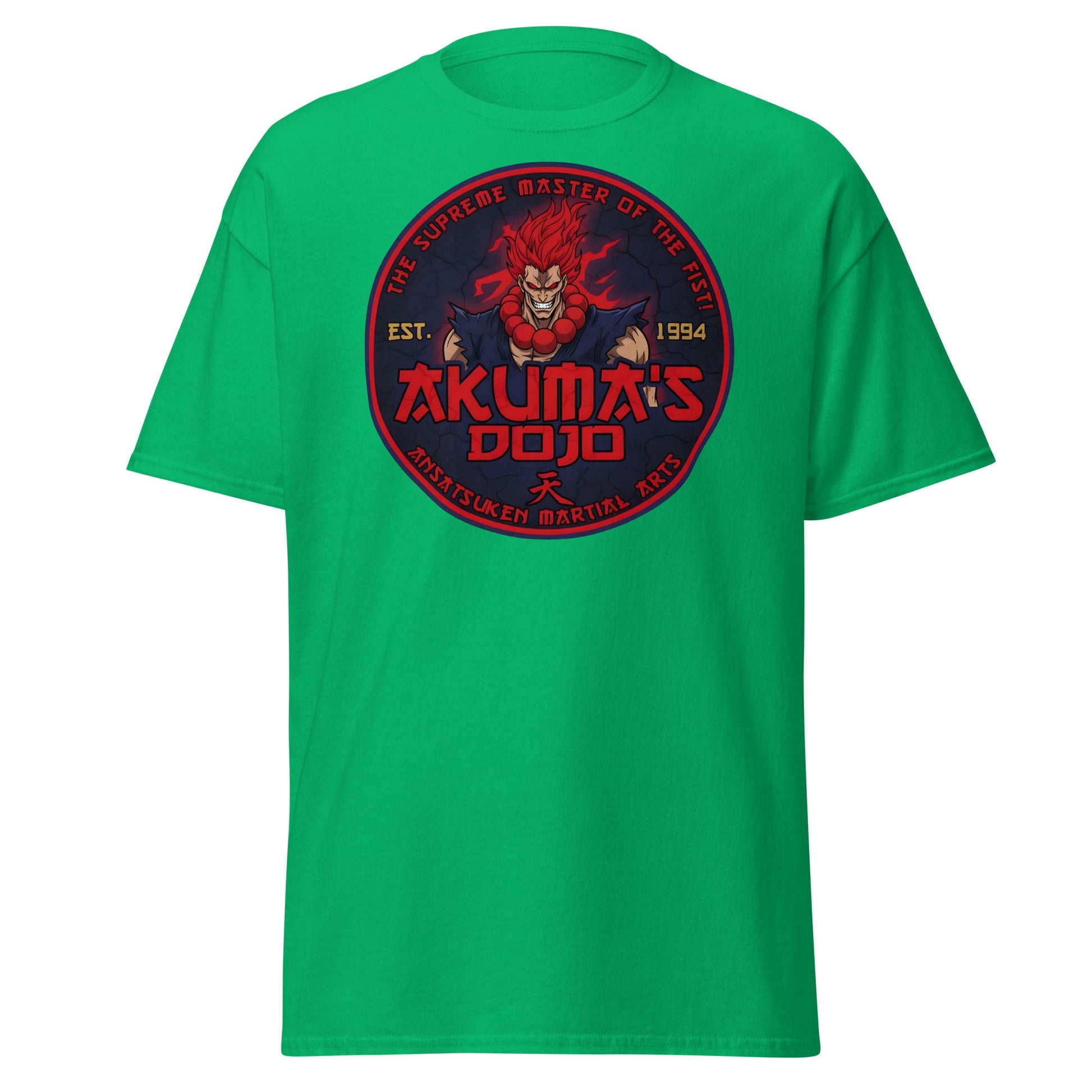 Akuma's Dojo T-Shirt - Street Fighter Parody Tee - Irish Green - T-Shirts Online