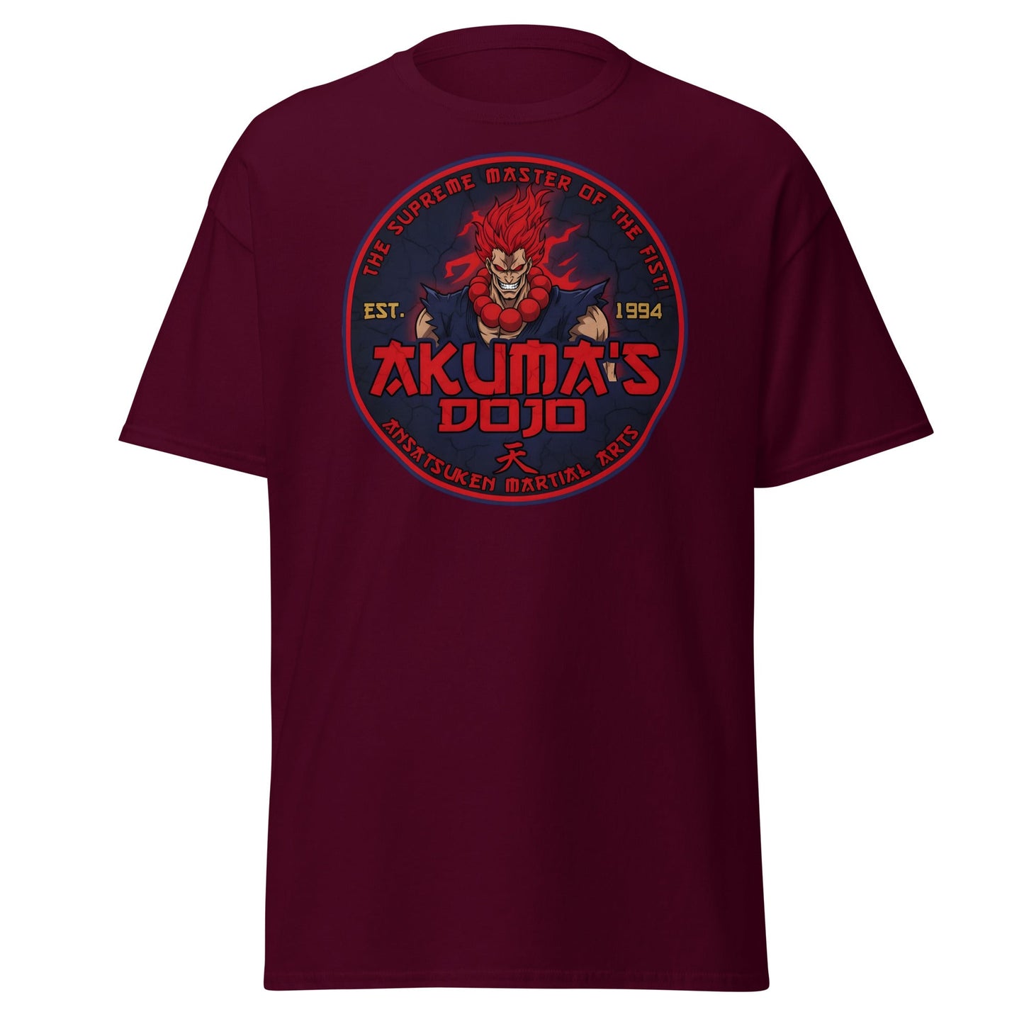 Akuma's Dojo T-Shirt - Street Fighter Parody Tee - Maroon - T-Shirts Online
