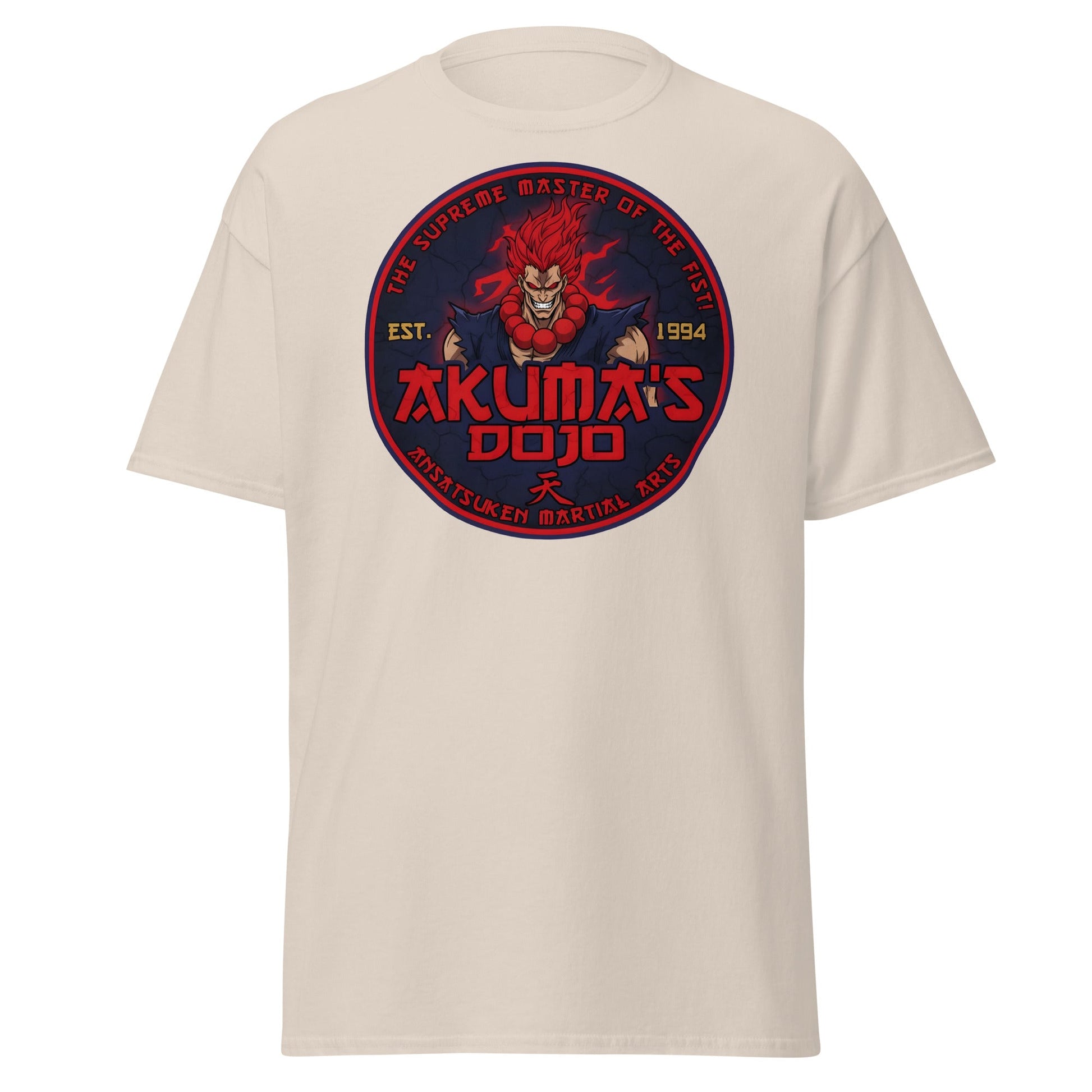 Akuma's Dojo T-Shirt - Street Fighter Parody Tee - Natural - T-Shirts Online