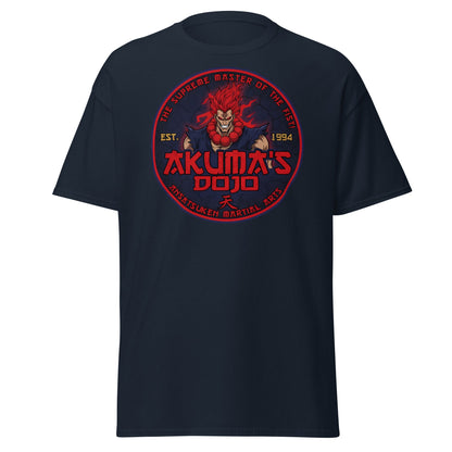 Akuma's Dojo T-Shirt - Street Fighter Parody Tee - Navy - T-Shirts Online