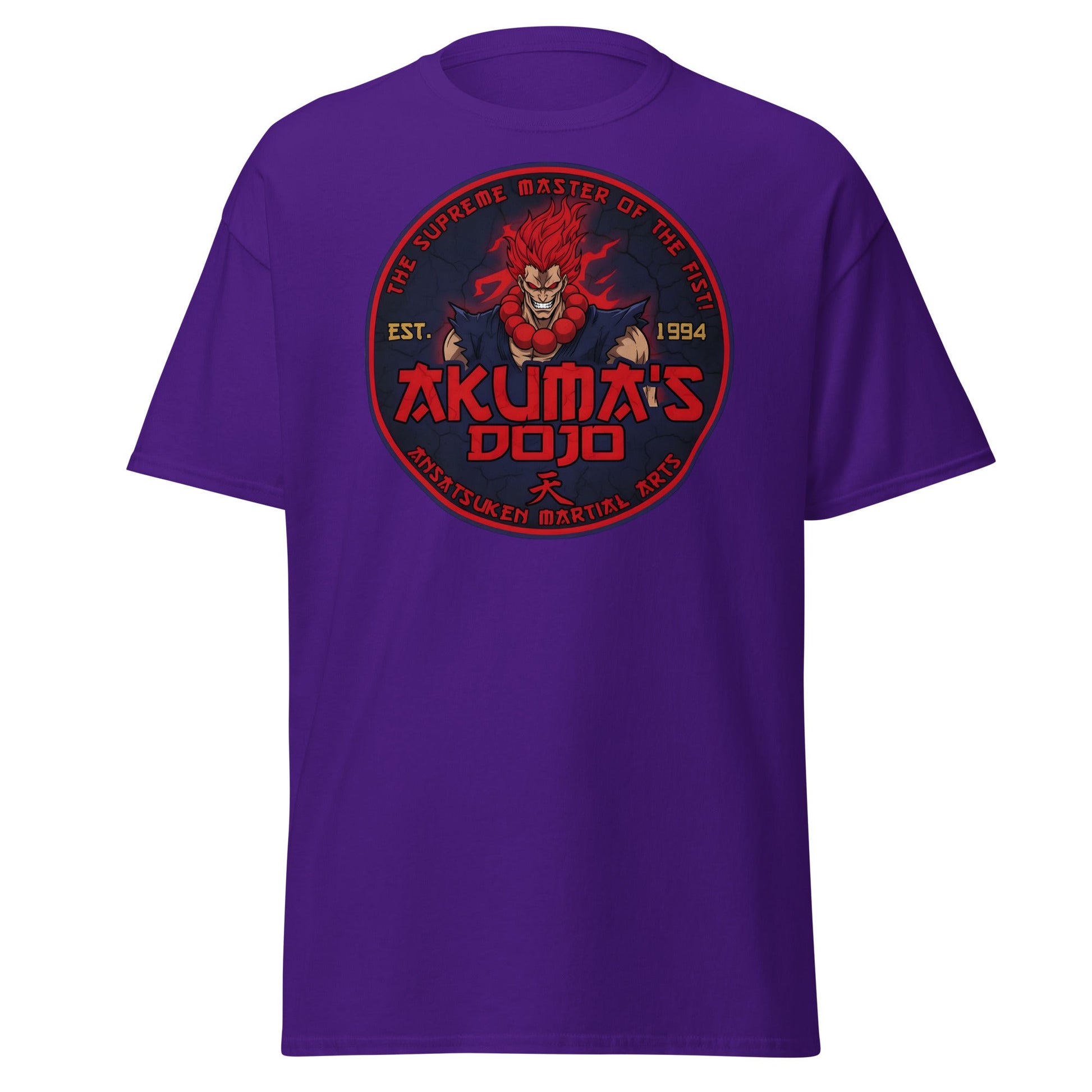 Akuma's Dojo T-Shirt - Street Fighter Parody Tee - Purple - T-Shirts Online