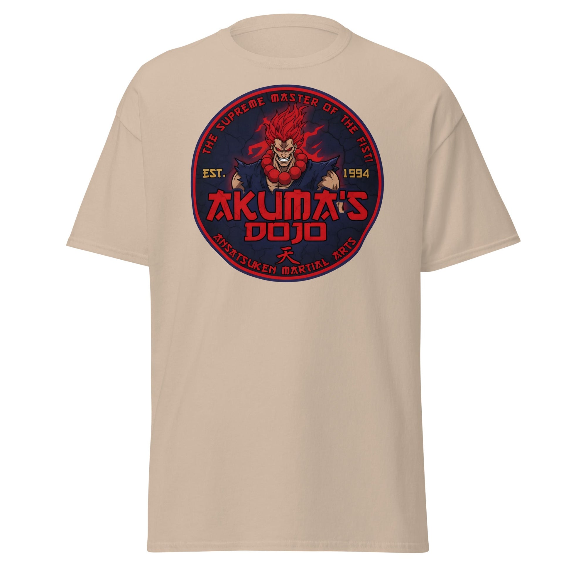 Akuma's Dojo T-Shirt - Street Fighter Parody Tee - Sand - T-Shirts Online