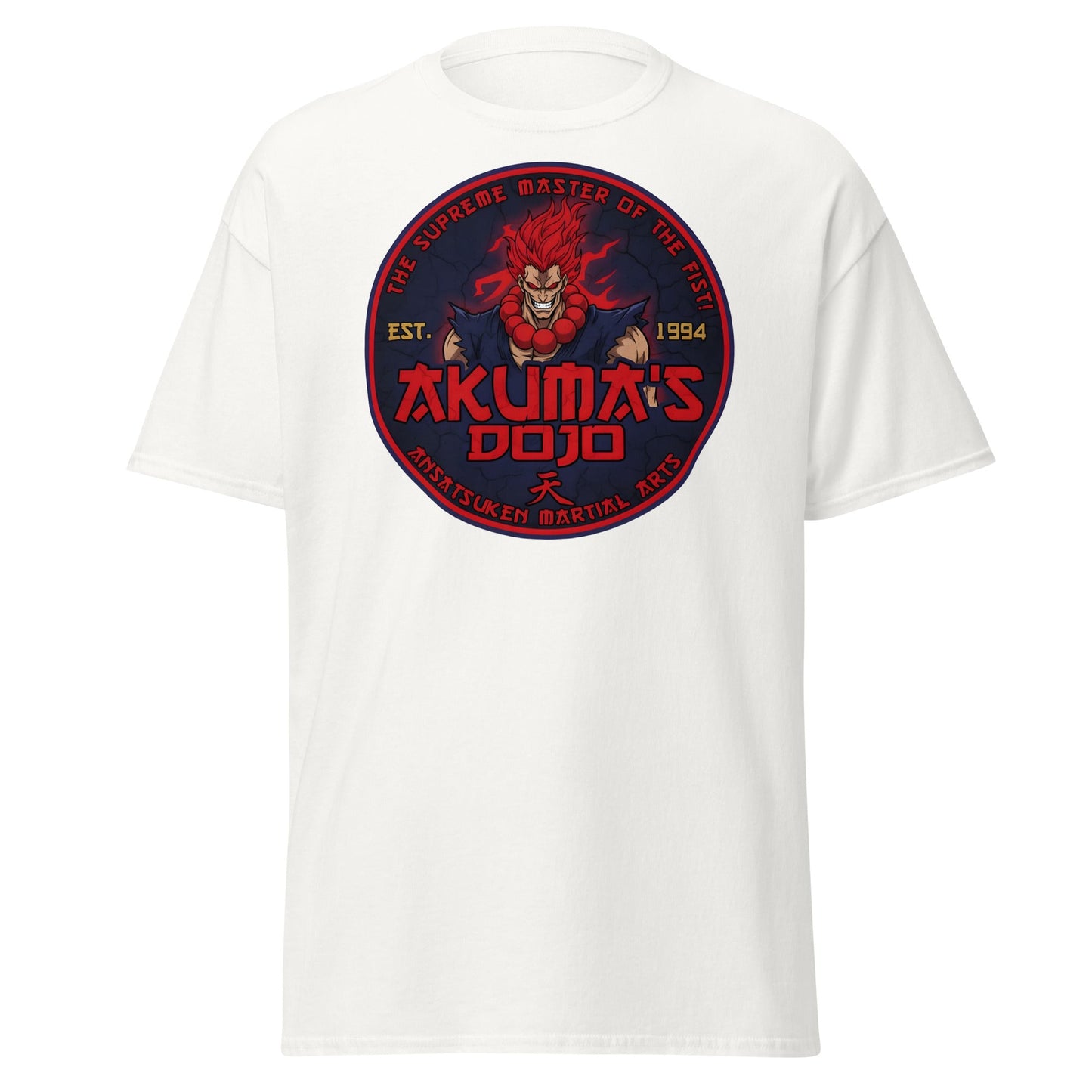 Akuma's Dojo T-Shirt - Street Fighter Parody Tee - White - T-Shirts Online