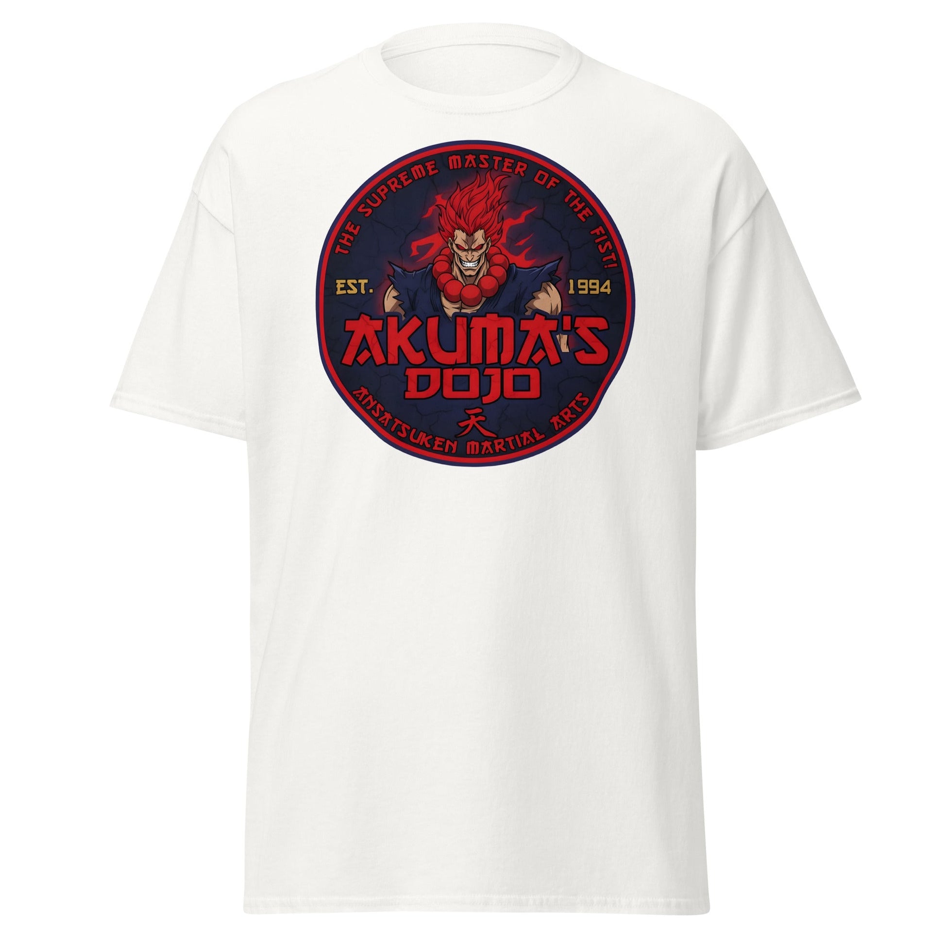 Akuma's Dojo T-Shirt - Street Fighter Parody Tee - White - T-Shirts Online