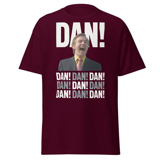 Alan Partridge Dan Shout T-Shirt | Funny Comedy Graphic Tee - Maroon - T-Shirts Online