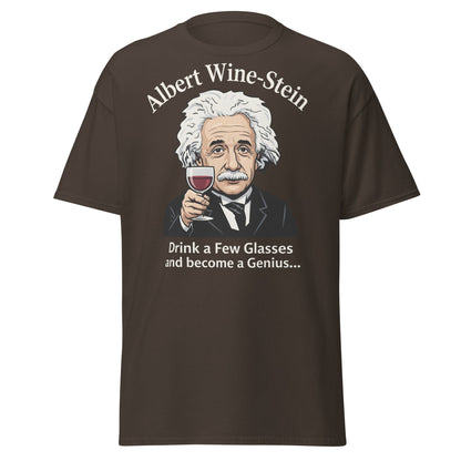 Albert Wine - Stein Funny Einstein Wine Lover T-Shirt - Dark Chocolate - T-Shirts Online