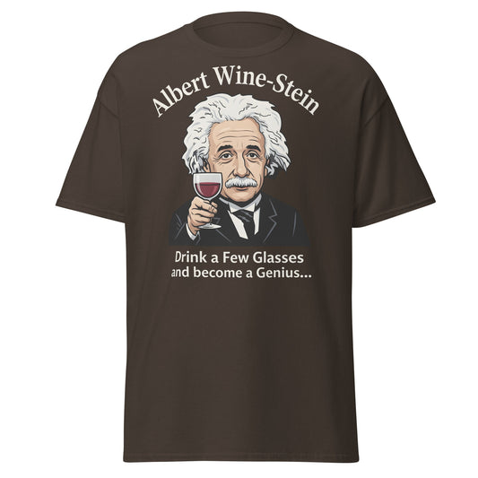 Albert Wine - Stein Funny Einstein Wine Lover T-Shirt - Dark Chocolate - T-Shirts Online