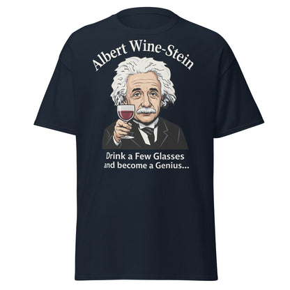Albert Wine - Stein Funny Einstein Wine Lover T-Shirt - Navy - T-Shirts Online