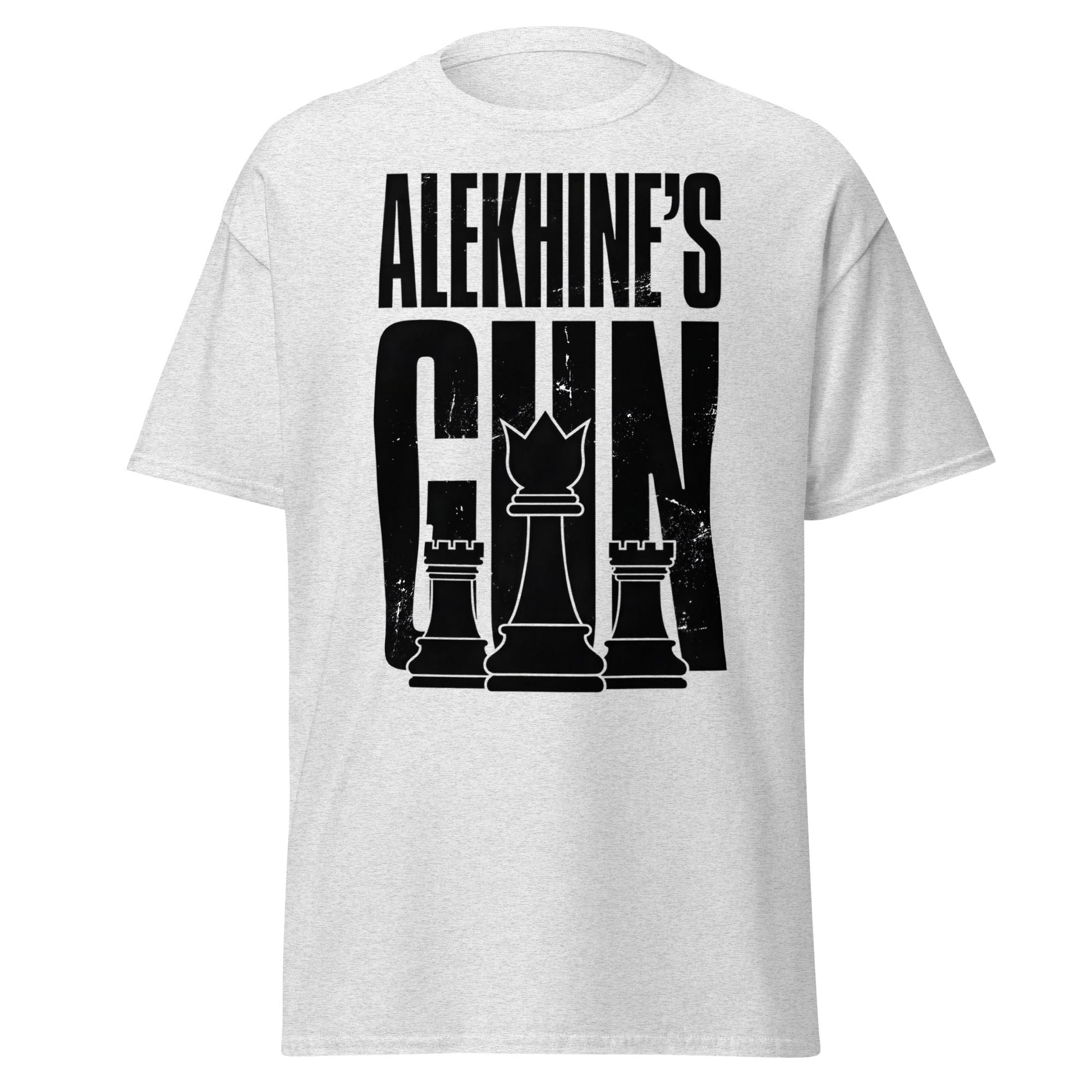 Alekhine's Gun Chess T-Shirt - Grandmaster Strategy Tee - Ash - T-Shirts Online