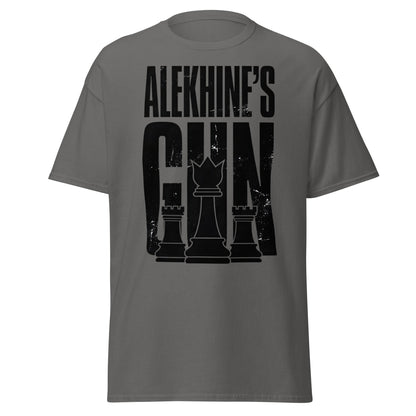 Alekhine's Gun Chess T-Shirt - Grandmaster Strategy Tee - Charcoal - T-Shirts Online