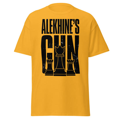 Alekhine's Gun Chess T-Shirt - Grandmaster Strategy Tee - Gold - T-Shirts Online