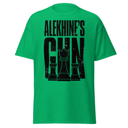 Alekhine's Gun Chess T-Shirt - Grandmaster Strategy Tee - Irish Green - T-Shirts Online