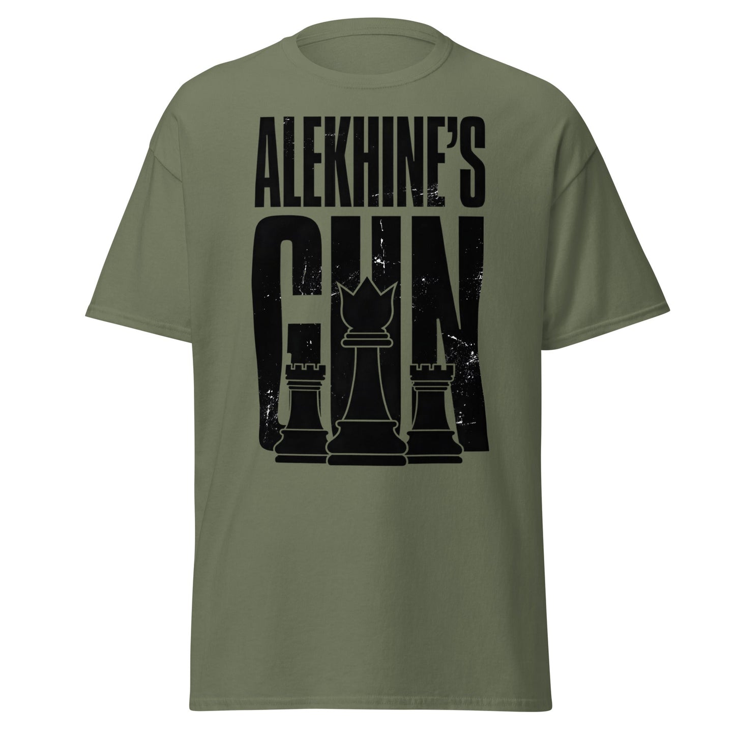 Alekhine's Gun Chess T-Shirt - Grandmaster Strategy Tee - Military Green - T-Shirts Online