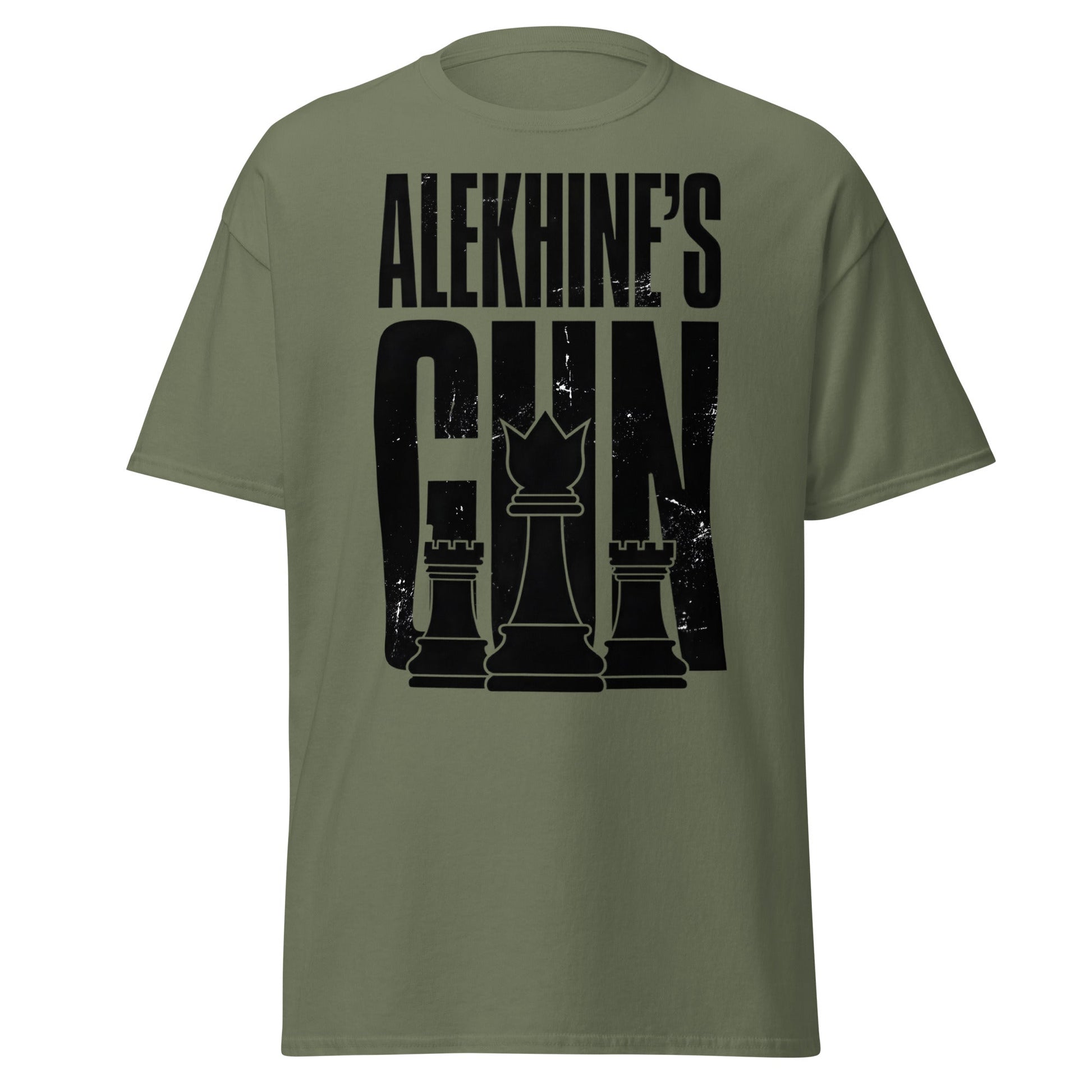 Alekhine's Gun Chess T-Shirt - Grandmaster Strategy Tee - Military Green - T-Shirts Online