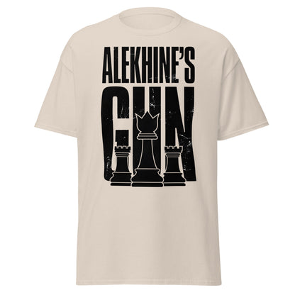 Alekhine's Gun Chess T-Shirt - Grandmaster Strategy Tee - Natural - T-Shirts Online