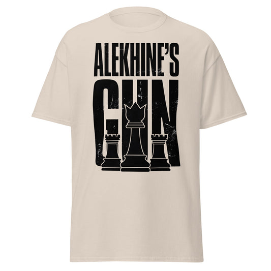 Alekhine's Gun Chess T-Shirt - Grandmaster Strategy Tee - Natural - T-Shirts Online