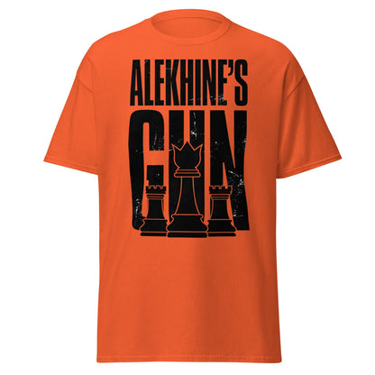 Alekhine's Gun Chess T-Shirt - Grandmaster Strategy Tee - Orange - T-Shirts Online